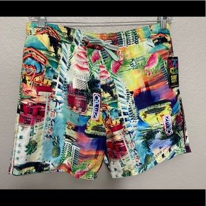 NWT Surf Society Men’s Large Swim Trunks Bathing Suit Multi-color